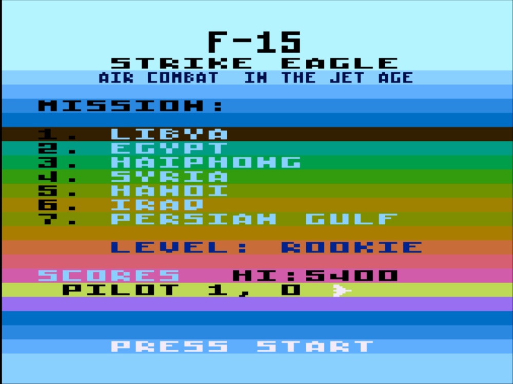 Title Screen of F-15 Strike Eagle for Atari 8 Bit